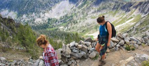 hiking in high alpine mountain ridge selway wilderness