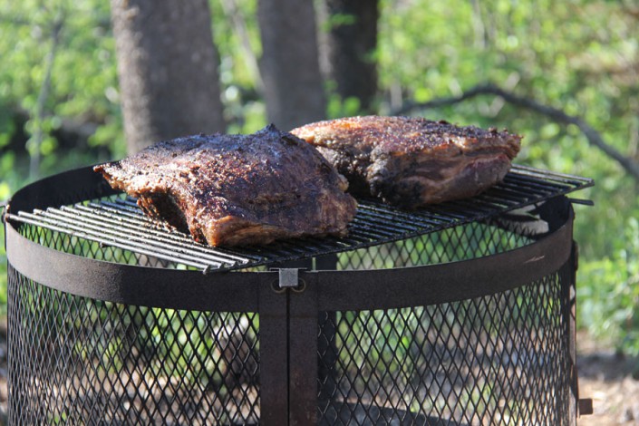 gourmet beef prepared for glamping