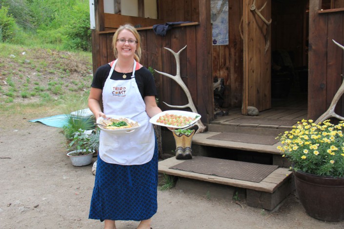 the chef shows off her appetizers in paradise, idaho glamping